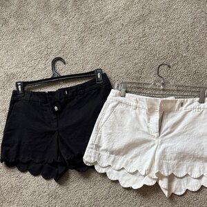 J. Crew Scallop Hem Shorts in Black & White